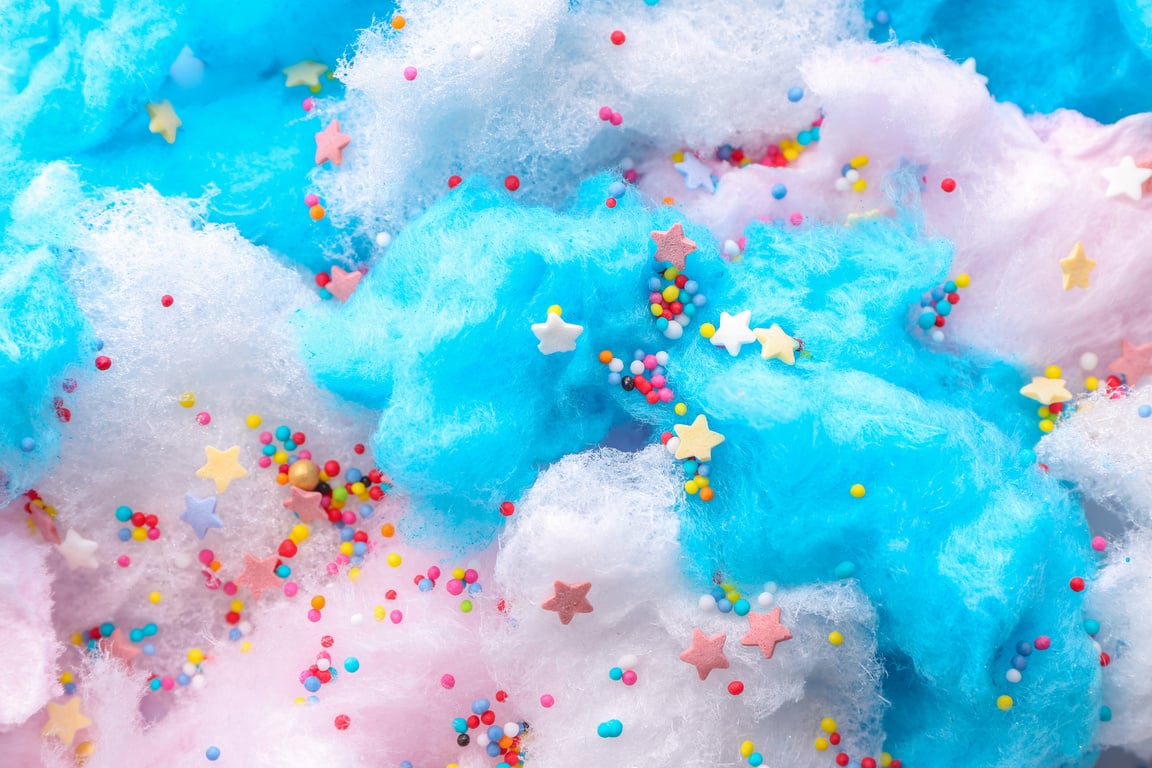 Tasty Cotton Candy with Sprinkles, Closeup